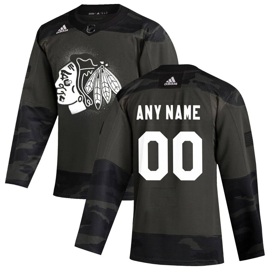 Chicago Blackhawks Adidas 2019 Veterans Day Authentic Custom Practice NHL Jersey Camo->customized nhl jersey->Custom Jersey